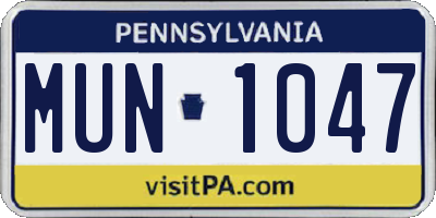 PA license plate MUN1047