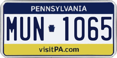 PA license plate MUN1065