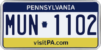 PA license plate MUN1102