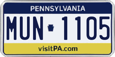 PA license plate MUN1105