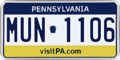 PA license plate MUN1106