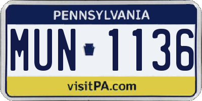 PA license plate MUN1136