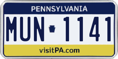 PA license plate MUN1141