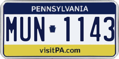 PA license plate MUN1143