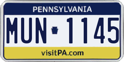 PA license plate MUN1145