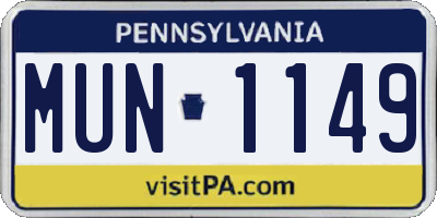PA license plate MUN1149