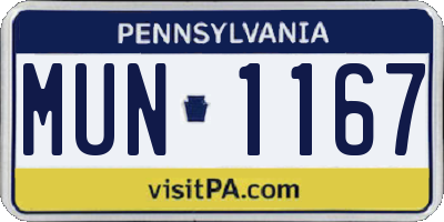 PA license plate MUN1167