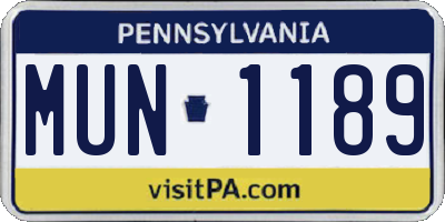 PA license plate MUN1189