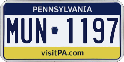 PA license plate MUN1197