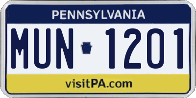 PA license plate MUN1201