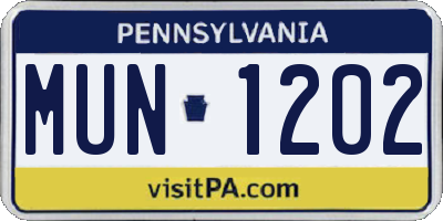 PA license plate MUN1202