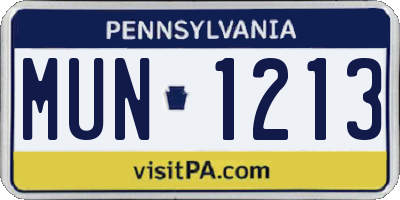 PA license plate MUN1213