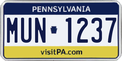 PA license plate MUN1237