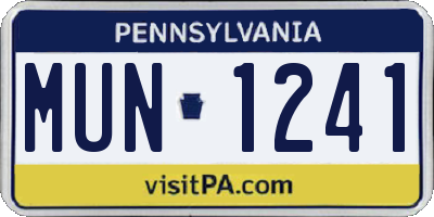 PA license plate MUN1241