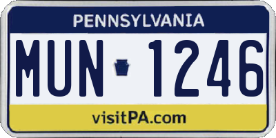 PA license plate MUN1246