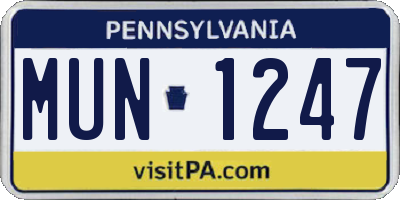 PA license plate MUN1247