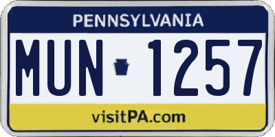 PA license plate MUN1257