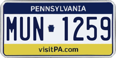 PA license plate MUN1259
