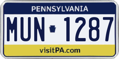 PA license plate MUN1287
