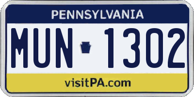 PA license plate MUN1302