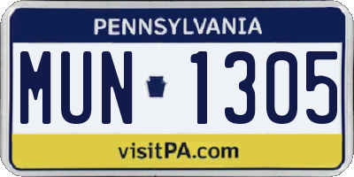 PA license plate MUN1305