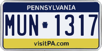 PA license plate MUN1317