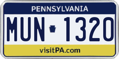 PA license plate MUN1320