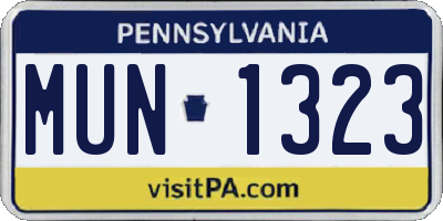 PA license plate MUN1323