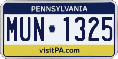 PA license plate MUN1325