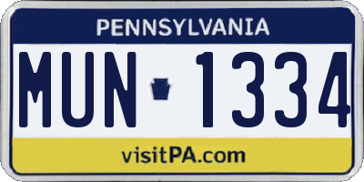 PA license plate MUN1334