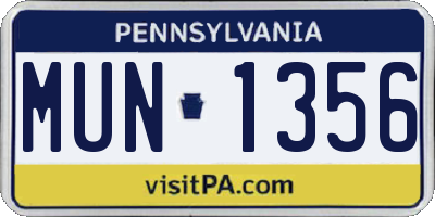 PA license plate MUN1356