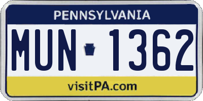 PA license plate MUN1362