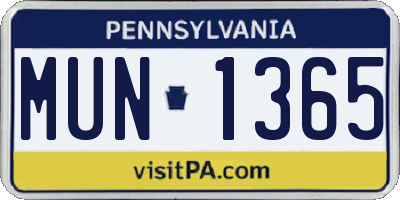 PA license plate MUN1365