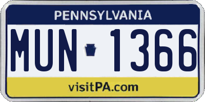 PA license plate MUN1366