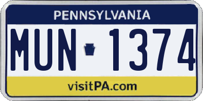 PA license plate MUN1374