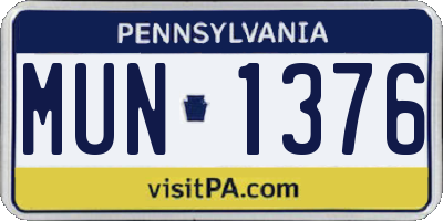 PA license plate MUN1376
