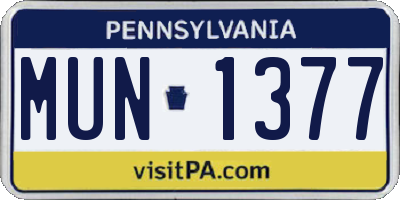 PA license plate MUN1377