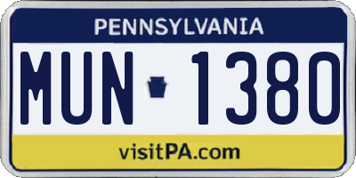 PA license plate MUN1380