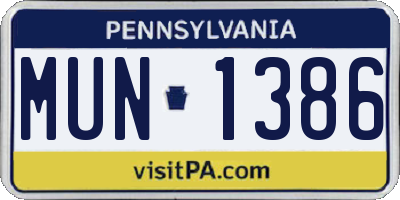 PA license plate MUN1386