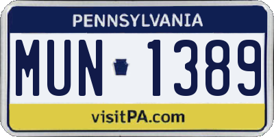PA license plate MUN1389