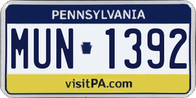 PA license plate MUN1392