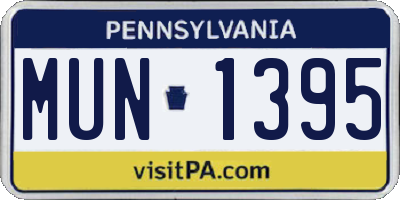 PA license plate MUN1395