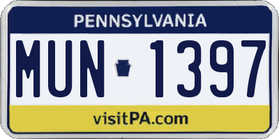 PA license plate MUN1397