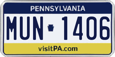 PA license plate MUN1406
