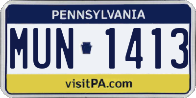 PA license plate MUN1413