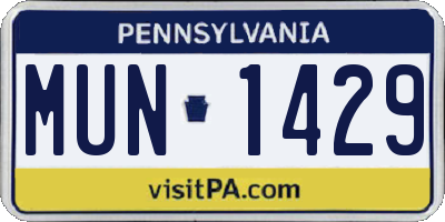 PA license plate MUN1429