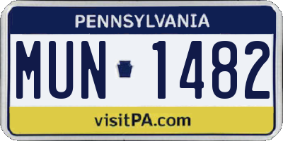 PA license plate MUN1482