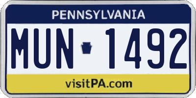 PA license plate MUN1492