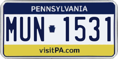 PA license plate MUN1531