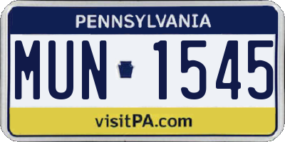 PA license plate MUN1545